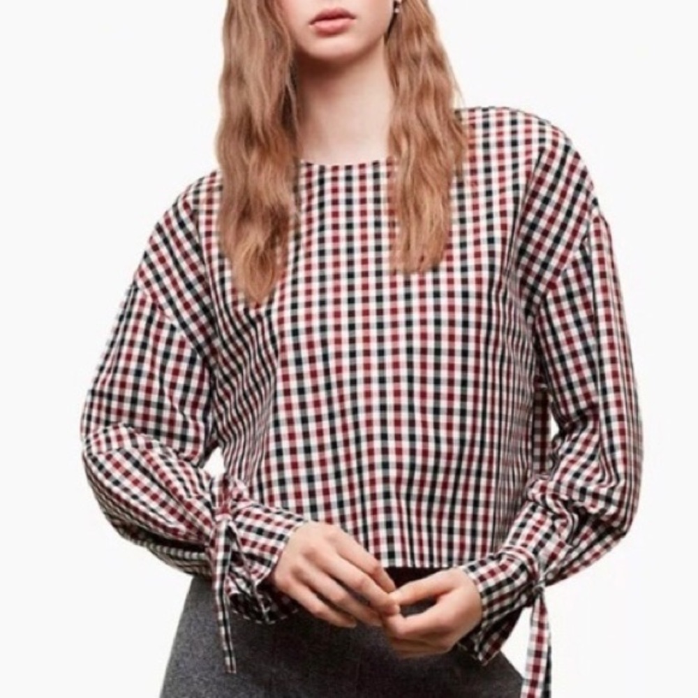 ARITZIA Wilfred Elodie Gingham Check Blouse